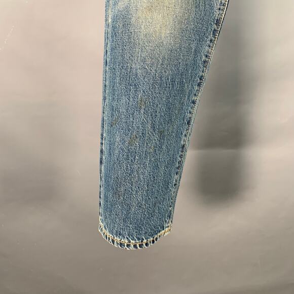 RRL by RALPH LAUREN Size 29 Blue Cotton Distressed Straight Button Fly Jeans - Picture 8 of 10